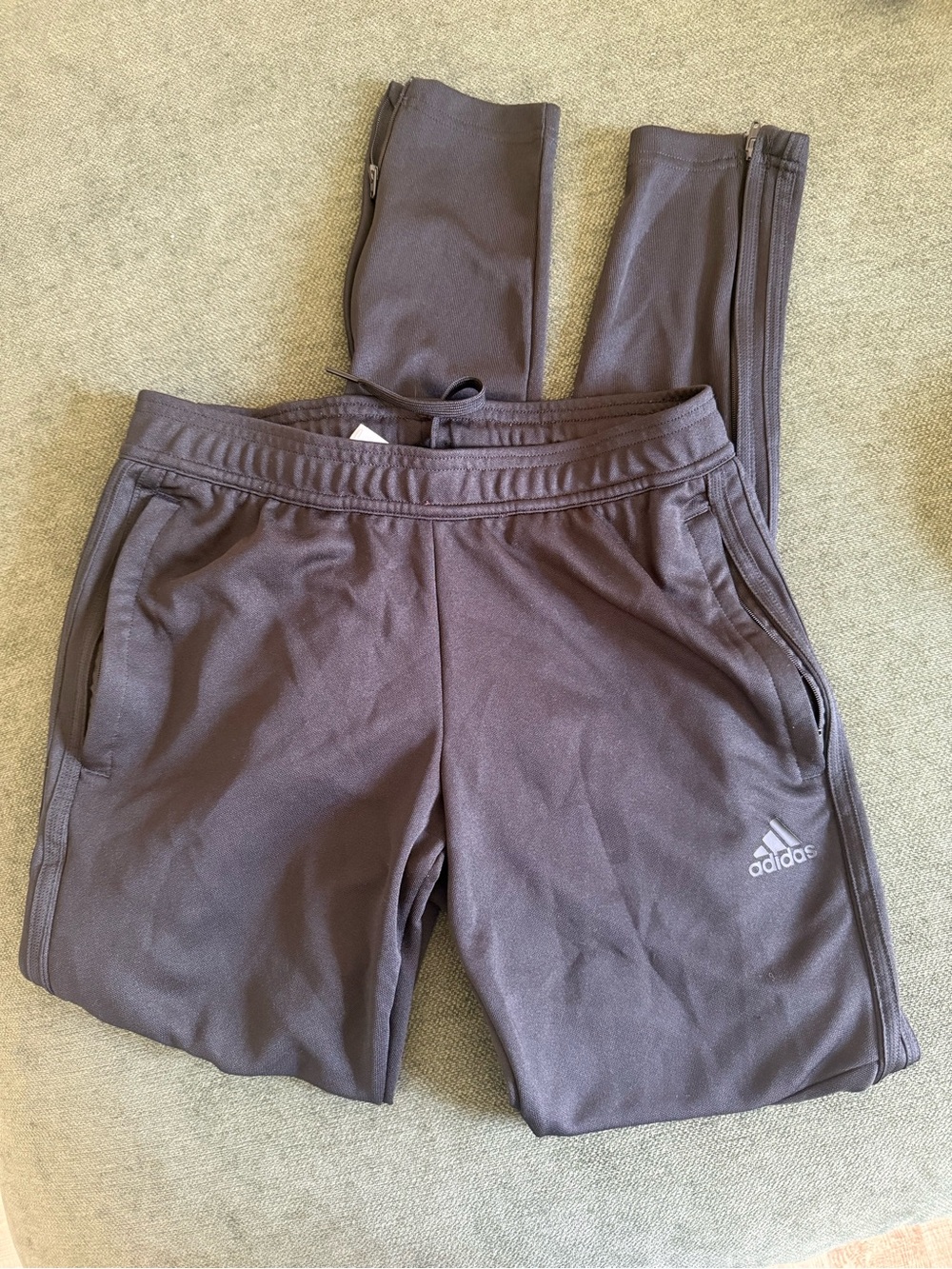 adidas women’s Charcoal Black Track Joggers with Ankle Zips